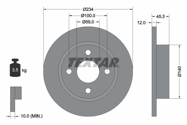 Disc frana punte fata (92063300 TEXTAR) NISSAN