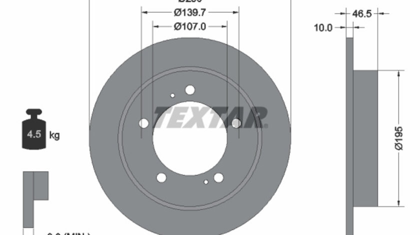 Disc frana punte fata (92066003 TEXTAR) CHEVROLET,SUZUKI