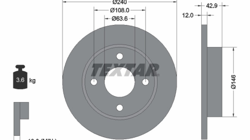 Disc frana punte fata (92075303 TEXTAR) FORD,FORD AUSTRALIA,MAZDA