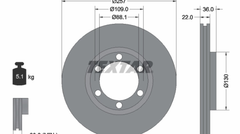 Disc frana punte fata (92075800 TEXTAR) BEDFORD,CHEVROLET,HOLDEN,HONDA,ISUZU,OPEL,VAUXHALL