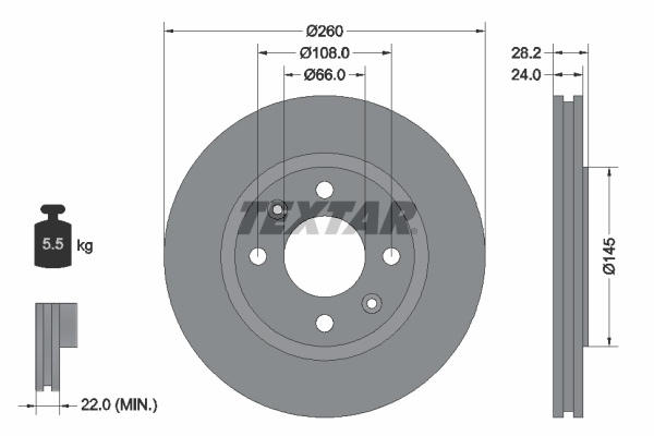 Disc frana punte fata (92078603 TEXTAR) PEUGEOT