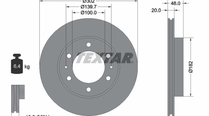 Disc frana punte fata (92080400 TEXTAR) TOYOTA,VW