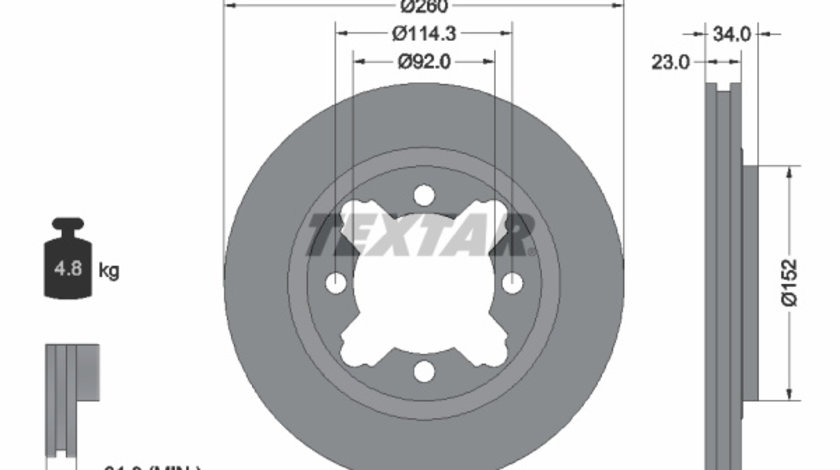 Disc frana punte fata (92081500 TEXTAR) ACURA,Citroen,HONDA,HONDA (GAC),ROVER