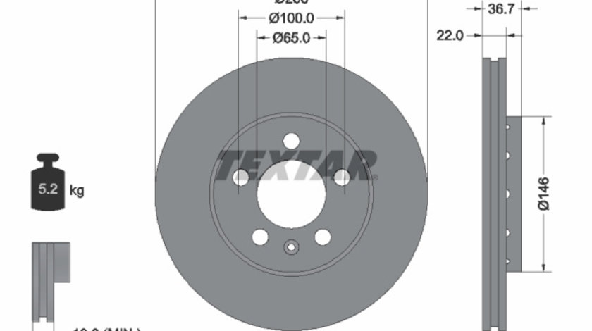 Disc frana punte fata (92082205 TEXTAR) AUDI,SEAT,SKODA,SKODA (SVW),STREETSCOOTER,VW,VW (FAW),VW (SVW),ZHONGHUA(BRILLIANCE)