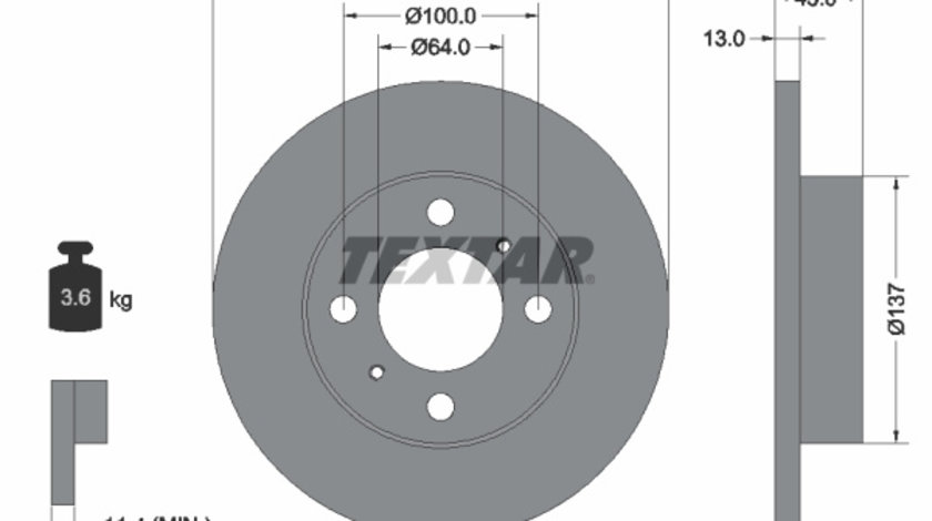 Disc frana punte fata (92089300 TEXTAR) MITSUBISHI,PROTON