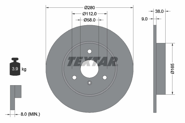 Disc frana punte fata (92097603 TEXTAR) KIA,SMART