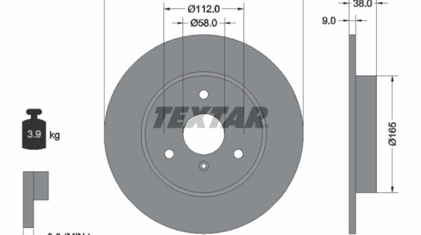 Disc frana punte fata (92097603 TEXTAR) KIA,SMART