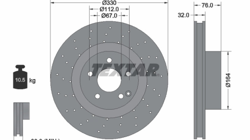 Disc frana punte fata (92099205 TEXTAR) MERCEDES-BENZ