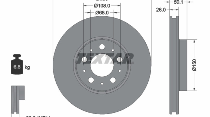 Disc frana punte fata (92100503 TEXTAR) BESTURN (FAW),VOLVO