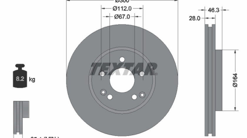 Disc frana punte fata (92106005 TEXTAR) CHRYSLER,MERCEDES-BENZ