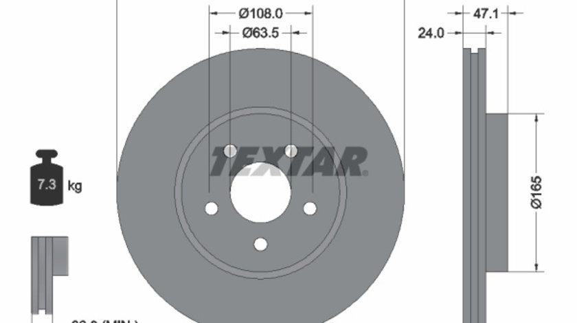 Disc frana punte fata (92109603 TEXTAR) FORD,FORD (CHANGAN),FORD AUSTRALIA,JAGUAR