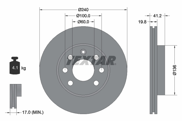 Disc frana punte fata (92111403 TEXTAR) CHEVROLET,OPEL,VAUXHALL