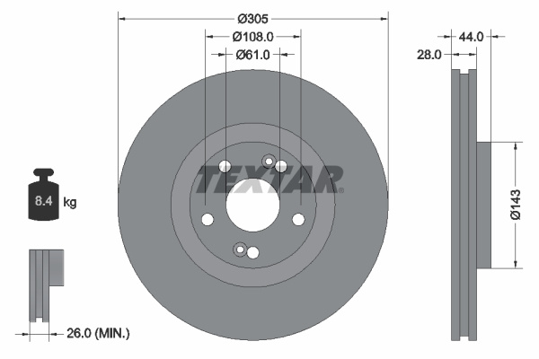 Disc frana punte fata (92112300 TEXTAR) RENAULT