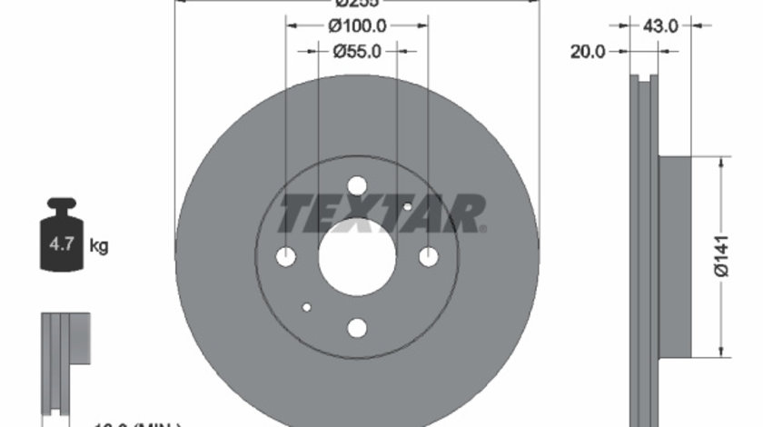 Disc frana punte fata (92115603 TEXTAR) ENGLON,FAW (TIANJIN),GEELY,GREAT WALL,TOYOTA,TOYOTA (FAW)