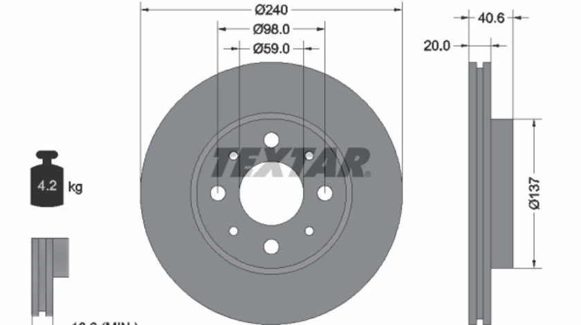 Disc frana punte fata (92118003 TEXTAR) FIAT,FORD