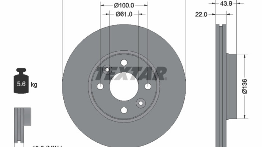 Disc frana punte fata (92119203 TEXTAR) DACIA,LADA,NISSAN,NISSAN (DFAC),RENAULT