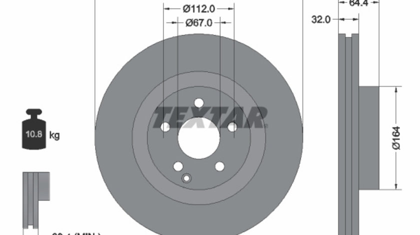 Disc frana punte fata (92119905 TEXTAR) MERCEDES-BENZ,MERCEDES-BENZ (BBDC)