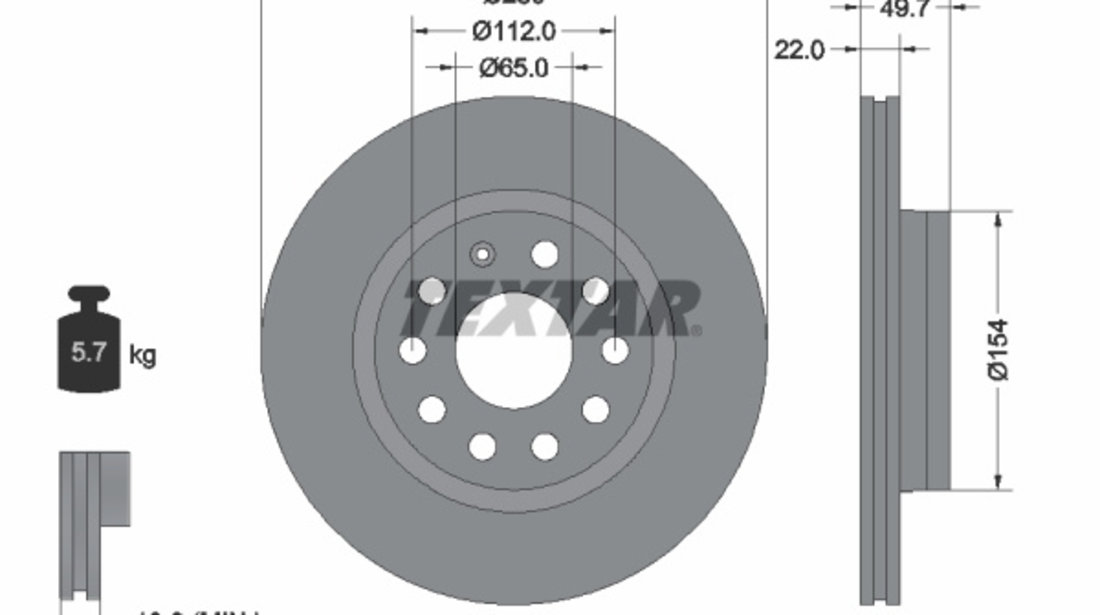 Disc frana punte fata (92120705 TEXTAR) AUDI,SEAT,SKODA,SKODA (SVW),VW,VW (FAW)