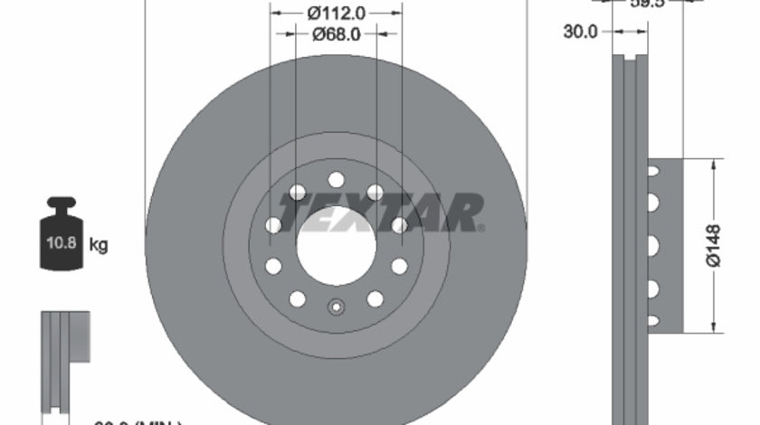 Disc frana punte fata (92122103 TEXTAR) VW