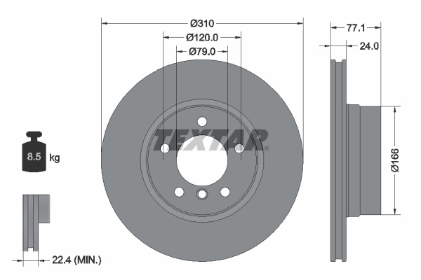 Disc frana punte fata (92122503 TEXTAR) BMW,BMW (BRILLIANCE)