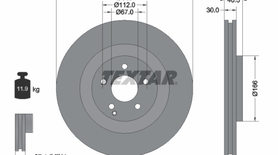 Disc frana punte fata (92123603 TEXTAR) MERCEDES-BENZ