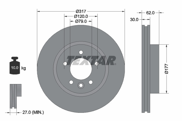 Disc frana punte fata (92134505 TEXTAR) LAND ROVER