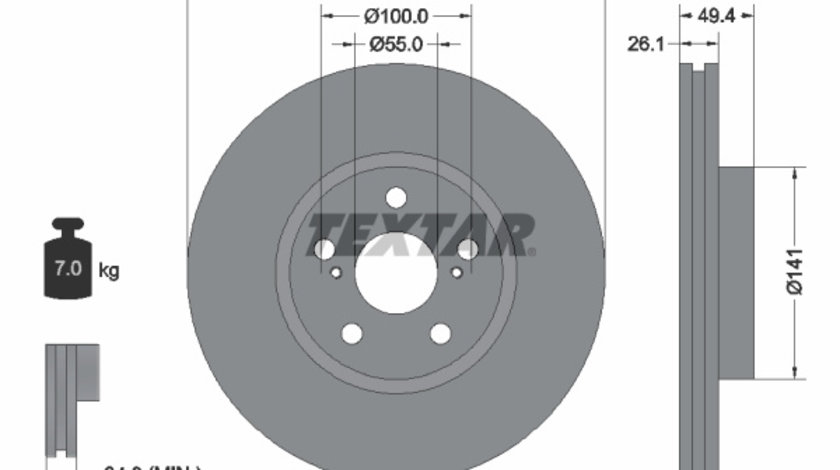 Disc frana punte fata (92135503 TEXTAR) TOYOTA