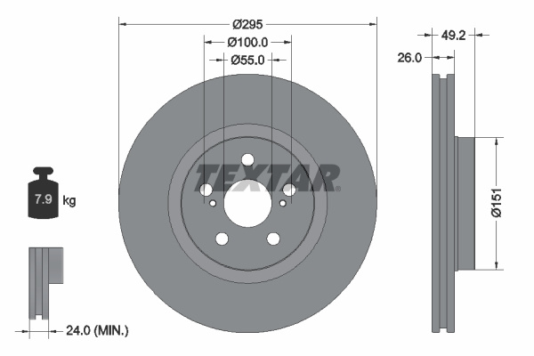 Disc frana punte fata (92135603 TEXTAR) TOYOTA