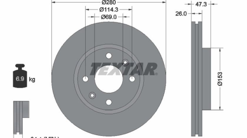 Disc frana punte fata (92136600 TEXTAR) HYUNDAI,HYUNDAI (BEIJING),KIA,KIA (DYK)