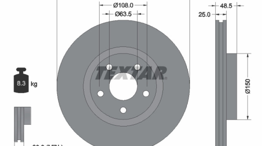 Disc frana punte fata (92141305 TEXTAR) FORD,FORD (CHANGAN),FORD AUSTRALIA,VOLVO,VOLVO (CHANGAN)