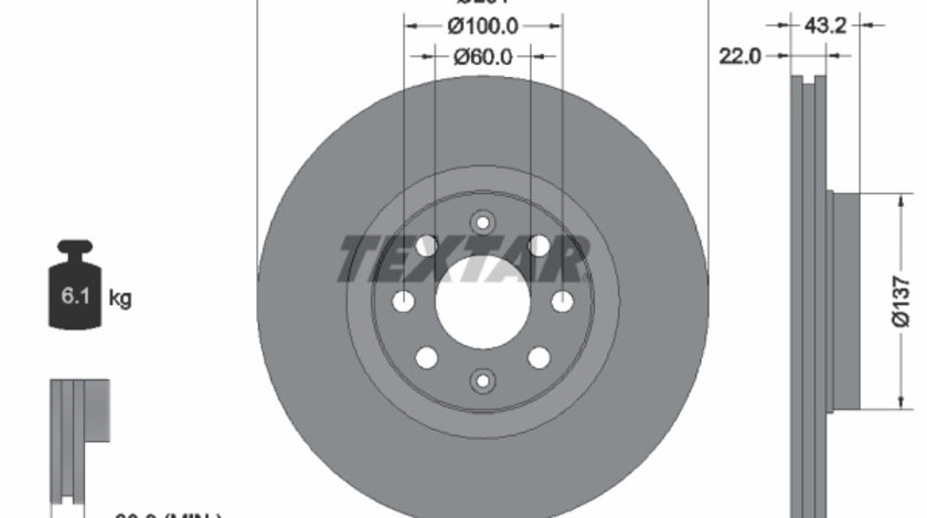 Disc frana punte fata (92145803 TEXTAR) FIAT,OPEL,VAUXHALL