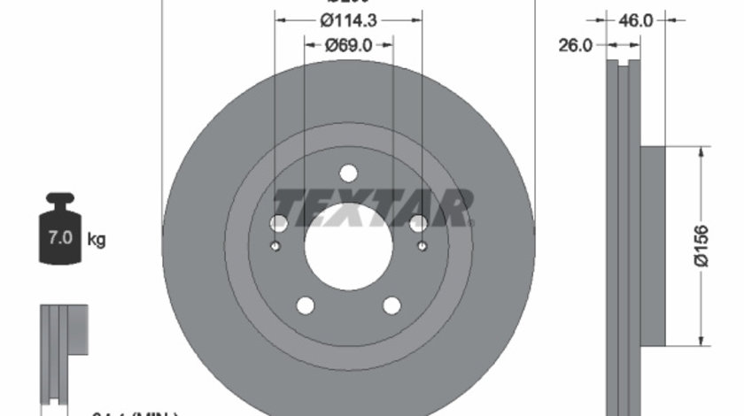 Disc frana punte fata (92148300 TEXTAR) MITSUBISHI