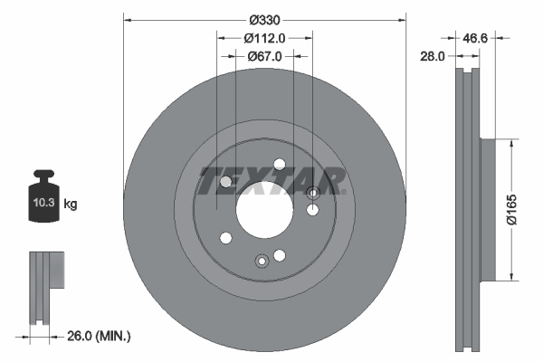 Disc frana punte fata (92151005 TEXTAR) MERCEDES-BENZ