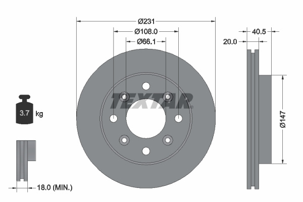 Disc frana punte fata (92158900 TEXTAR) ROVER,TATA