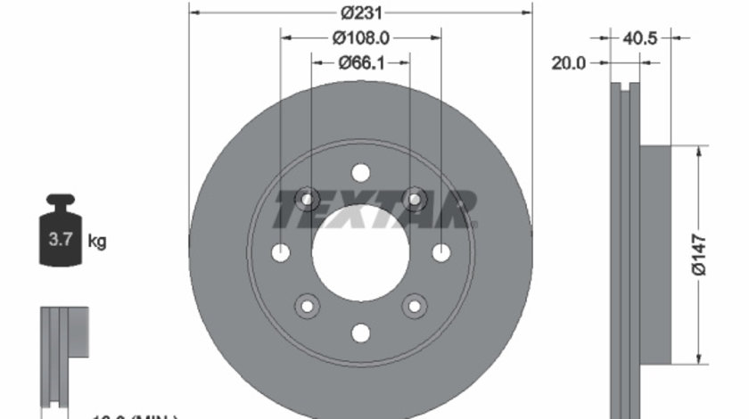 Disc frana punte fata (92158900 TEXTAR) ROVER,TATA