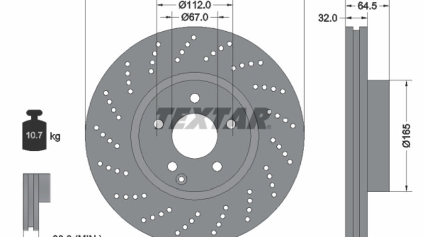 Disc frana punte fata (92163403 TEXTAR) MERCEDES-BENZ,MERCEDES-BENZ (BBDC)