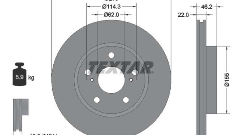 Disc frana punte fata (92163803 TEXTAR) TOYOTA,TOYOTA (FAW),TOYOTA (GAC)