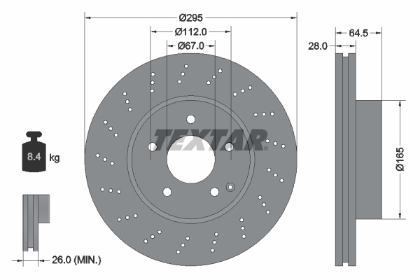 Disc frana punte fata (92165005 TEXTAR) MERCEDES-BENZ,MERCEDES-BENZ (BBDC)