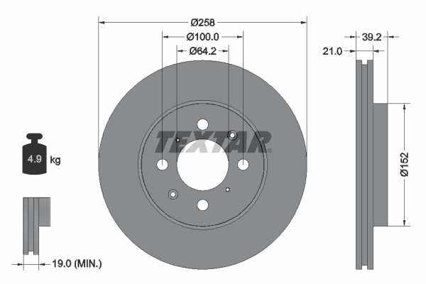 Disc frana punte fata (92165903 TEXTAR) HONDA