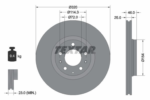 Disc frana punte fata (92166300 TEXTAR) MAZDA