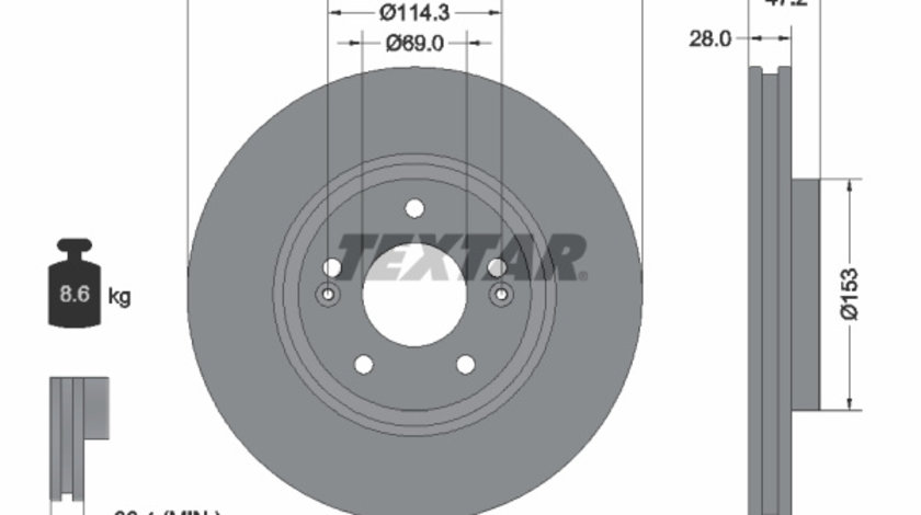 Disc frana punte fata (92166503 TEXTAR) HYUNDAI,HYUNDAI (BEIJING),KIA,KIA (DYK),SOUEAST