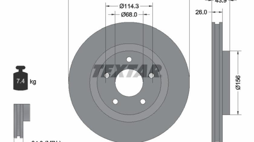 Disc frana punte fata (92167403 TEXTAR) DONGFENG FENGDU,HAIMA (FAW),NISSAN,NISSAN (DFAC),RENAULT (DFAC),VENUCIA