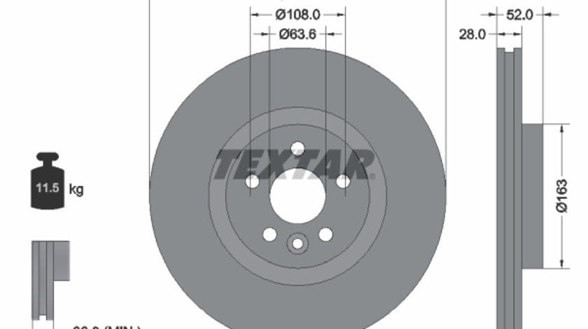 Disc frana punte fata (92168203 TEXTAR) VOLVO,VOLVO (CHANGAN),VOLVO ASIA