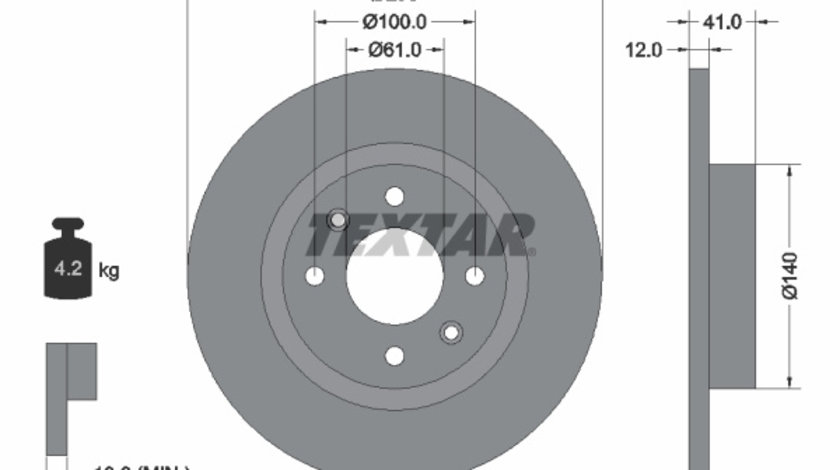 Disc frana punte fata (92175103 TEXTAR) DACIA,LADA,MAHINDRA RENAULT,RENAULT,SMART