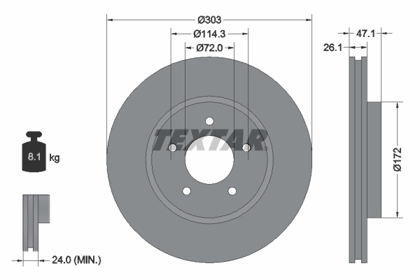 Disc frana punte fata (92197703 TEXTAR) FORD,FORD AUSTRALIA,FORD USA,MAZDA,MERCURY