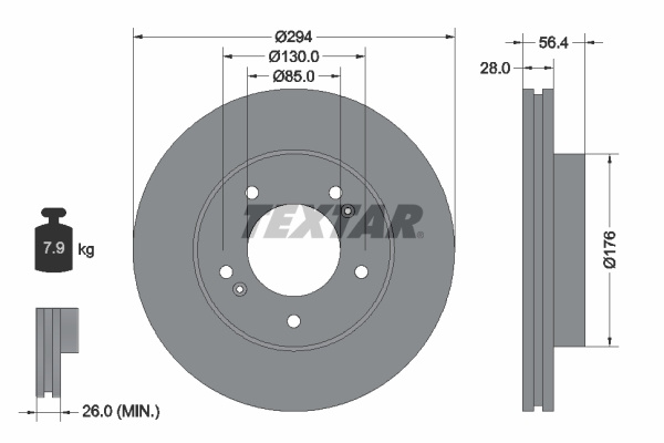 Disc frana punte fata (92203203 TEXTAR) DAEWOO,ROEWE (SAIC),SSANGYONG