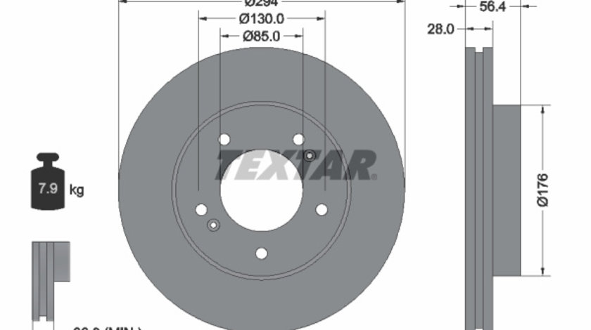 Disc frana punte fata (92203203 TEXTAR) DAEWOO,ROEWE (SAIC),SSANGYONG