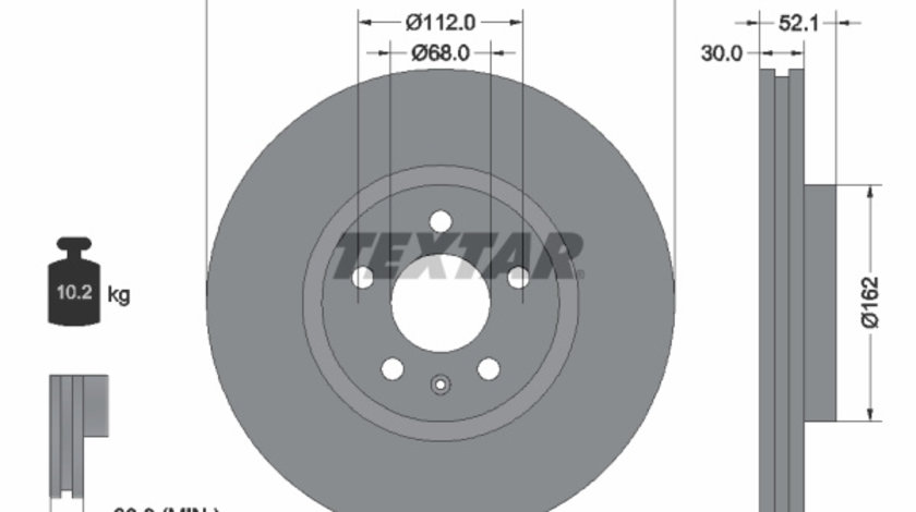 Disc frana punte fata (92229303 TEXTAR) AUDI,AUDI (FAW)