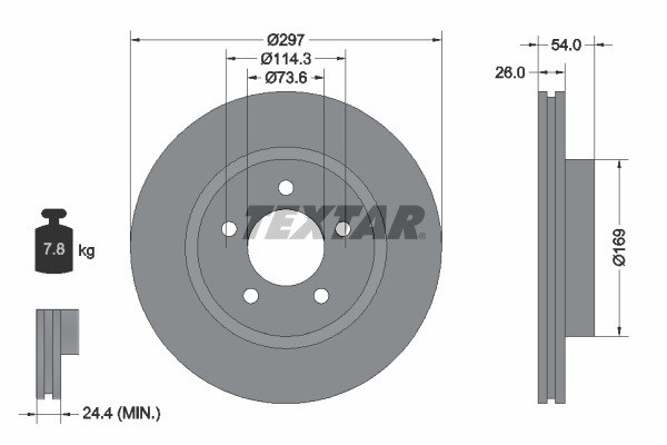 Disc frana punte fata (92230003 TEXTAR) CHRYSLER