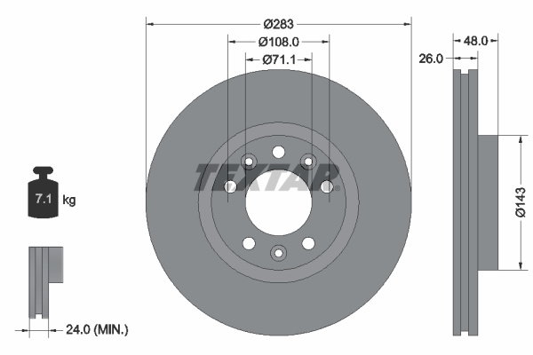 Disc frana punte fata (92232503 TEXTAR) Citroen,OPEL,PEUGEOT,PEUGEOT (DF-PSA),VAUXHALL